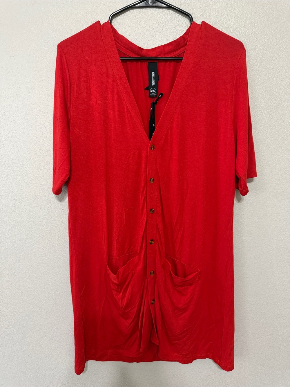 Hot Pepper  Red Button-Front Welt Pocket Cardigan Medium